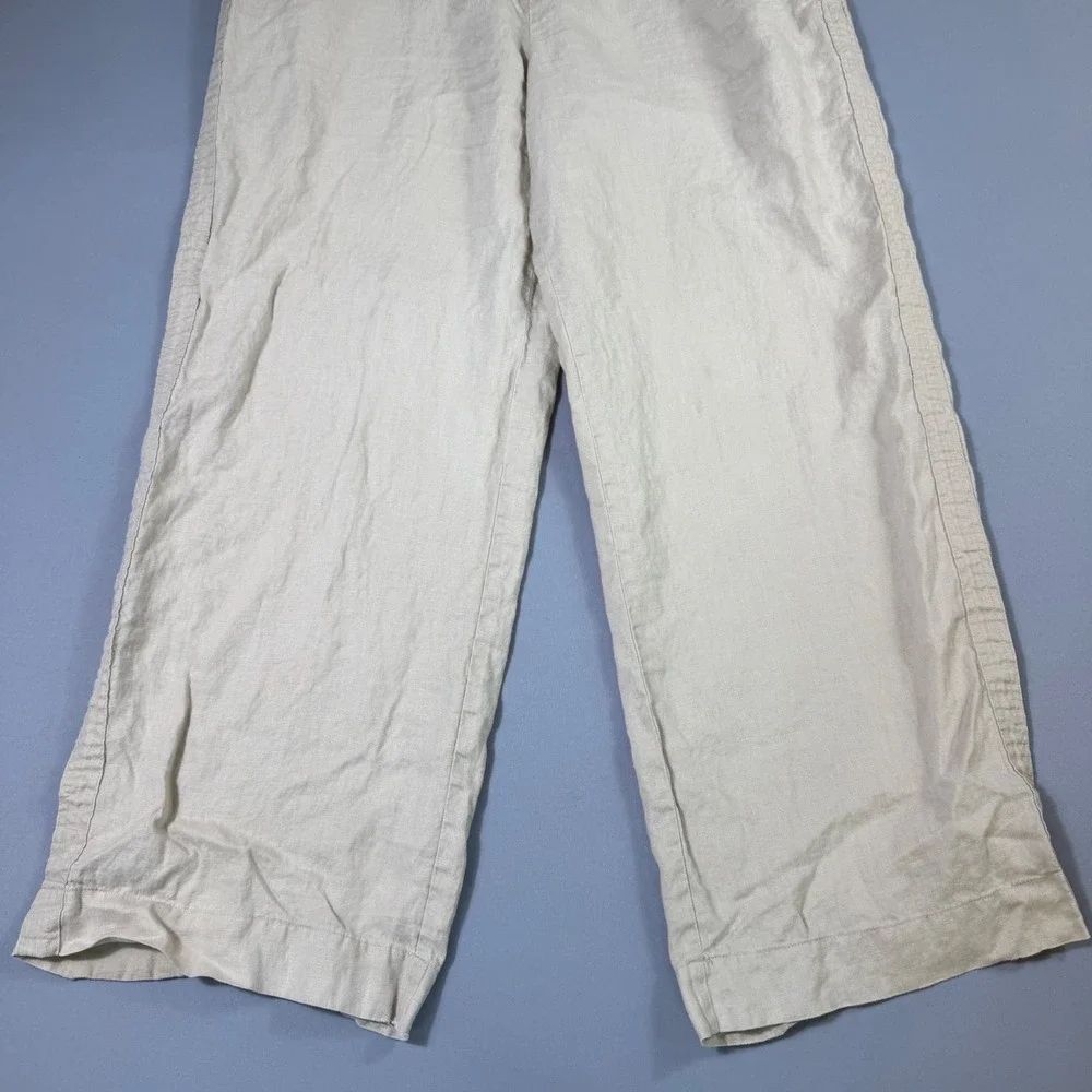 Quince Wide Leg Linen Blend Pants in Light Beige/Cream